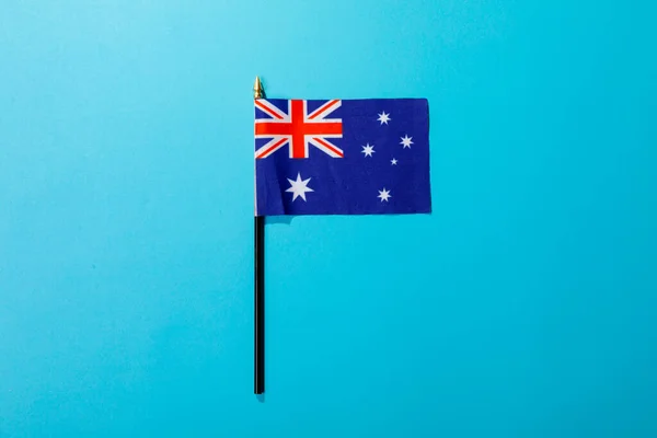 Overhead View Australia Flag Isolated Blue Background Copy Space Independence — Stock Photo, Image