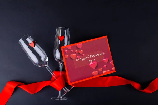 Carte Cadeau Avec Texte Joyeux Saint Valentin Par Flûtes Champagne — Photo