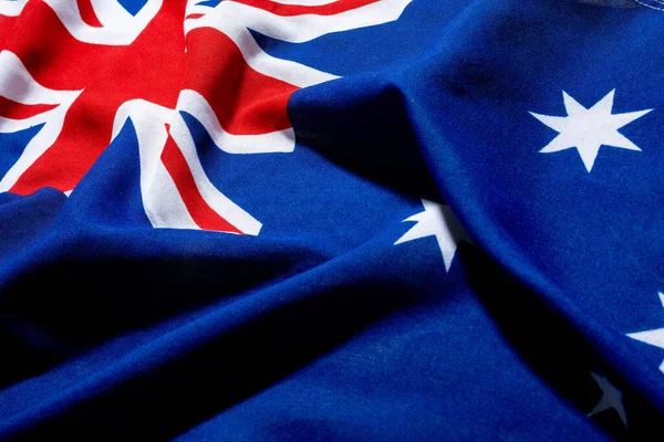 Kumaştan Yapılmış Avustralya Bayrağının Tam Kare Görüntüsü Bağımsızlık Günü Ulusal — Stok fotoğraf