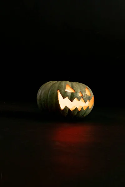 Sammansättning Halloween Jack Lykta Och Kopiera Utrymme Svart Bakgrund Skräck — Stockfoto