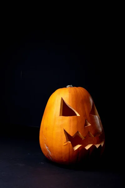 Skład Halloween Jack Latarni Miejsca Kopiowania Czarnym Tle Horror Strach — Zdjęcie stockowe