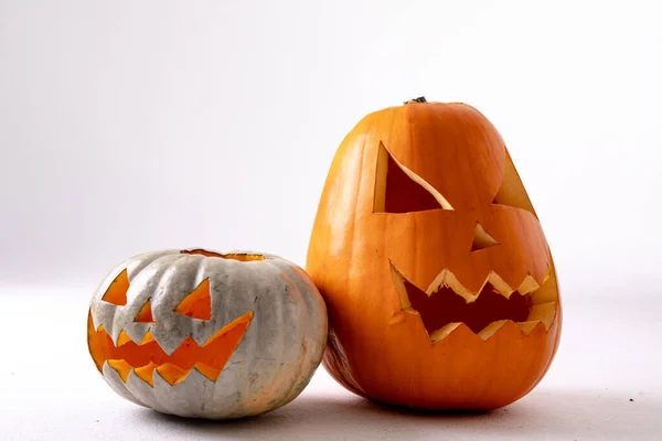Σύνθεση Του Halloween Jack Φανάρια Και Αντίγραφο Χώρου Λευκό Φόντο — Φωτογραφία Αρχείου
