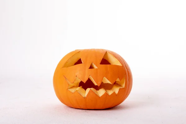 Σύνθεση Του Halloween Jack Lantern Και Αντίγραφο Χώρου Λευκό Φόντο — Φωτογραφία Αρχείου