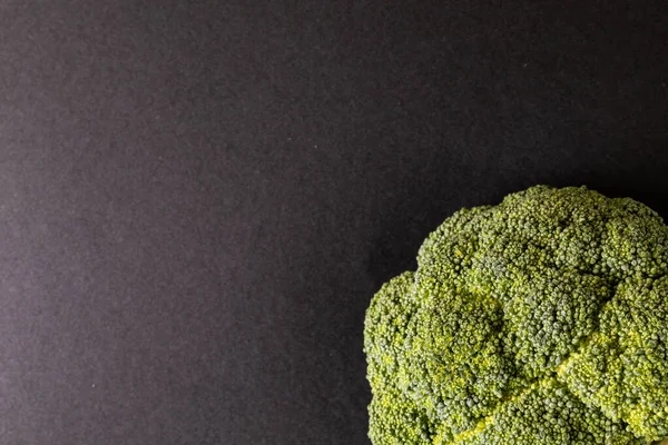 Nad Hlavou Detail Brokolice Černém Pozadí Kopírovacím Prostorem Nezměněném Stavu — Stock fotografie