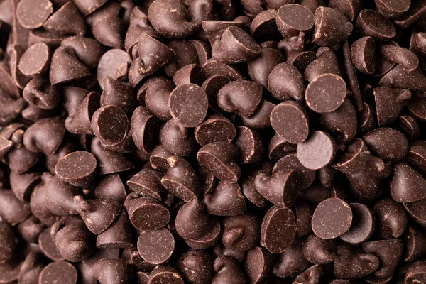 Teljes Képkocka Közeli Kép Friss Csokoládé Chips Halom Változatlan Édes — Stock Fotó
