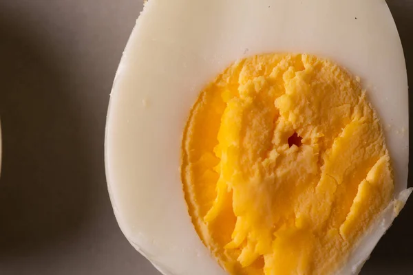 Directly Close View Fresh Boiled White Egg Yellow Yolk Unaltered — Stock Photo, Image