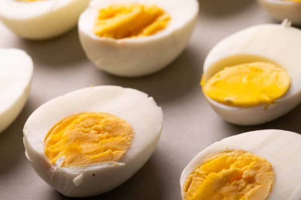 High Angle View Fresh White Boiled Eggs Yellow Yolks Table — Stock Photo, Image