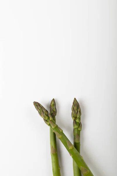 Felülnézetben Három Spárga Fehér Háttér Fénymásoló Változatlan Élelmiszer Egészséges Táplálkozás — Stock Fotó