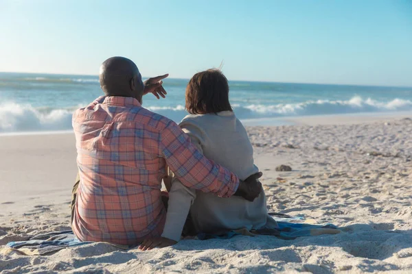 Rear View African American Senior Couple Spending Leisure Time Together — Stock Photo, Image