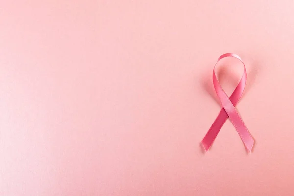 Directly Shot Pink Breast Cancer Awareness Ribbon Pink Background Copy — Stockfoto