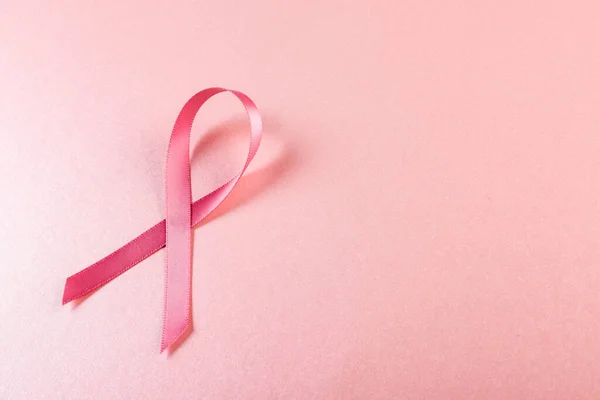 Directly Shot Pink Breast Cancer Awareness Ribbon Pink Background Copy — Photo