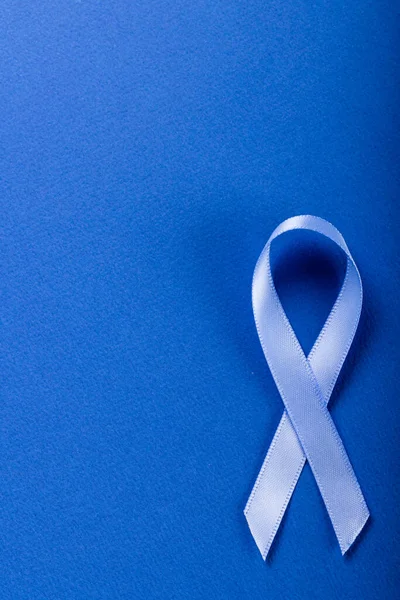 Directly Shot Blue Stomach Cancer Awareness Ribbon Isolated Blue Background — Stock Photo, Image