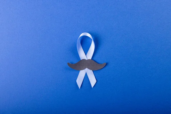 Directly Shot Blue Prostate Cancer Awareness Ribbon Paper Mustache Blue — 스톡 사진