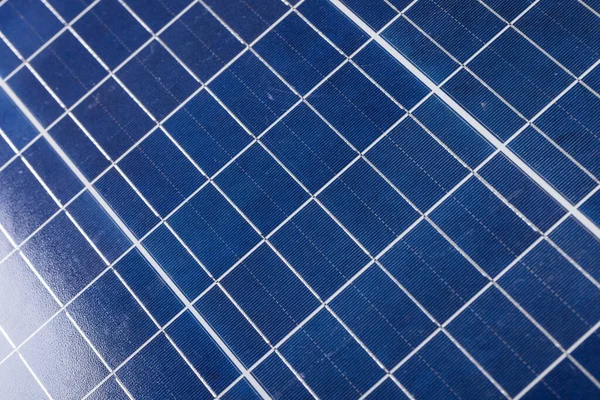Vysokoúhlý Snímek Bílých Mřížek Modrém Solárním Panelu Kopírujte Prostor Solární — Stock fotografie