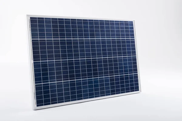 Blue Solar Panel Grid Patterns Isolated White Background Copy Space — 스톡 사진