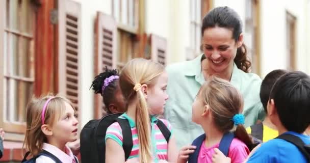 Pupils Lining School Teacher High Quality Format — 비디오