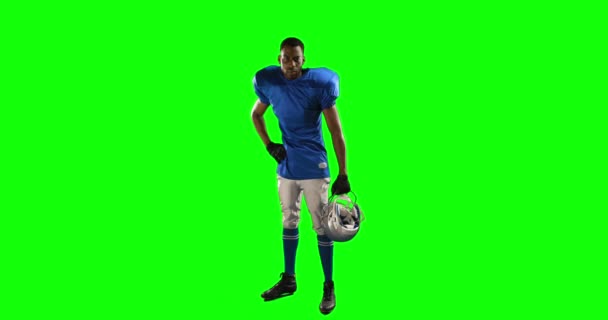 American Football Spieler Auf Grünem Bildschirm Hochwertigen Format — Stockvideo