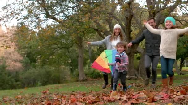 Gelukkige Familie Plezier Samen Met Een Vlieger — Stockvideo