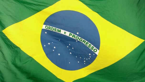 巴西国旗吹在慢动作 — 图库视频影像