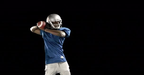 American Football Spieler Auf Schwarzem Hintergrund — Stockvideo