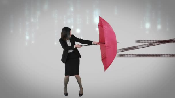 Imagen Compuesta Una Mujer Negocios Sosteniendo Paraguas — Vídeo de stock