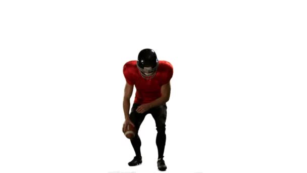 American Football Player Slow Motion White Background — Stock Video