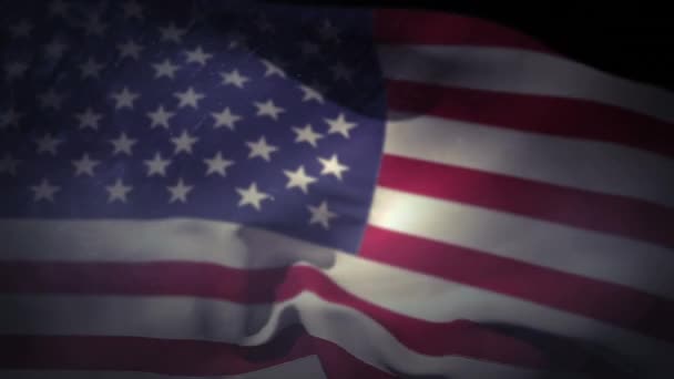 Amerykańską Flagę Unoszące Się Powietrzu Tle — Wideo stockowe