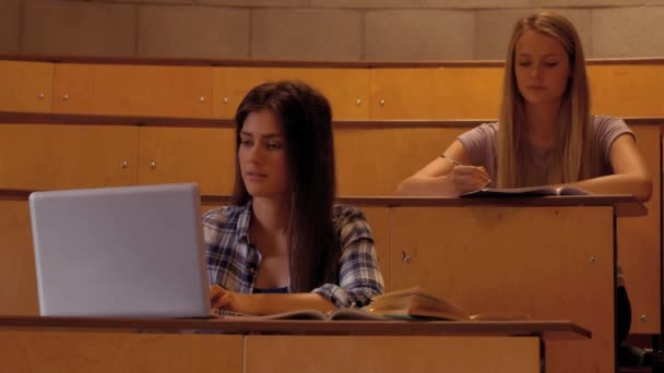 Estudantes Fazendo Anotações Sala Aula Com Usando Laptop — Vídeo de Stock