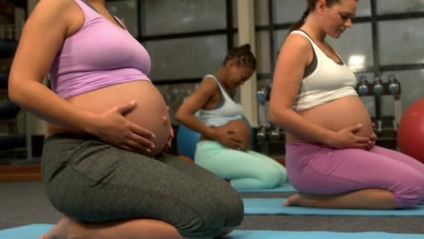 Mujeres Embarazadas Haciendo Ejercicio Gimnasio Cámara Lenta — Vídeos de Stock