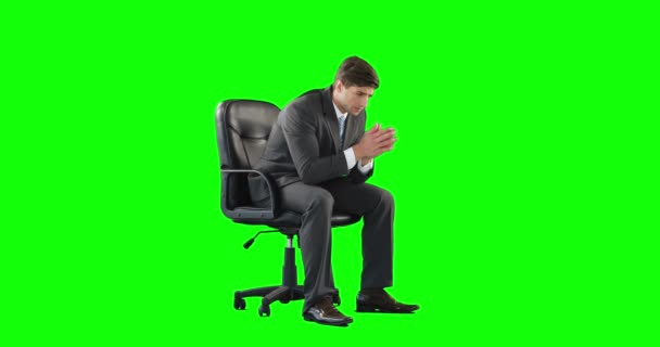 Young Businessman Getting Headache Green Background — Stock Video