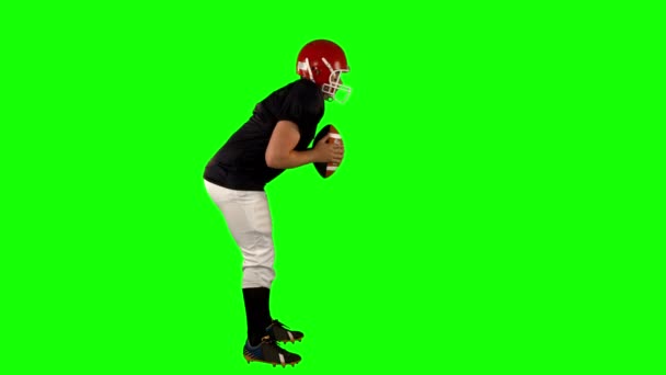 Jogador Futebol Americano Tela Verde Formato Ultra — Vídeo de Stock