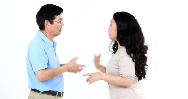Casal Não Falar Depois Discutir Tela Branca — Vídeo de Stock