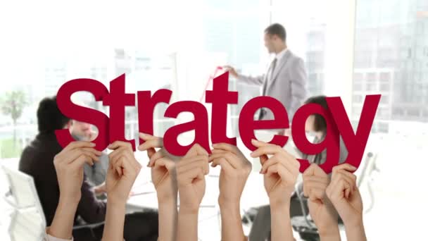 Kezét Feltartotta Háttérben Üzletemberek Stratégia — Stock videók