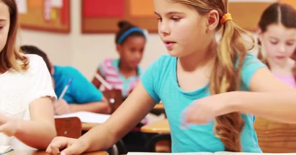 Elèves Mignons Travaillant Dans Des Bureaux Classe Format Haute Qualité — Video