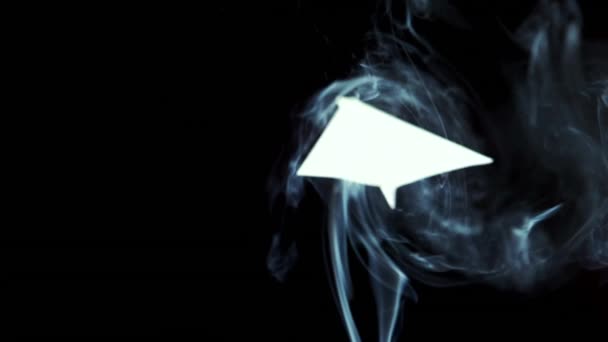 Kouř Stoupá Černém Pozadí Pomalém Pohybu — Stock video