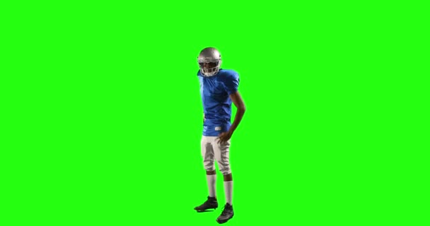 高品質 フォーマットに緑色の画面のアメリカン フットボール プレーヤー — ストック動画
