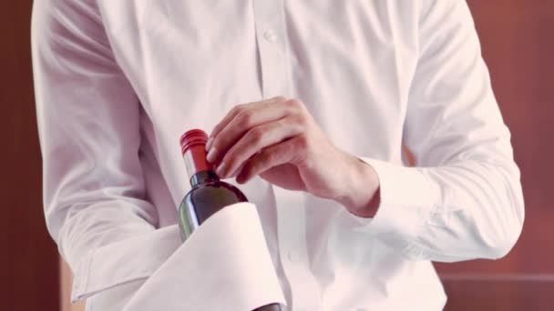 슬로우 모션에 와인을 웨이터의 — 비디오