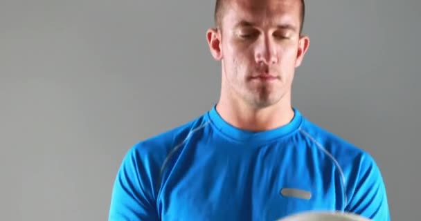 Rugby Player Holding Ball High Quality Format — Stock Video