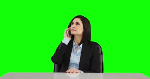 Empresaria Una Llamada Telefónica Pantalla Verde — Vídeos de Stock