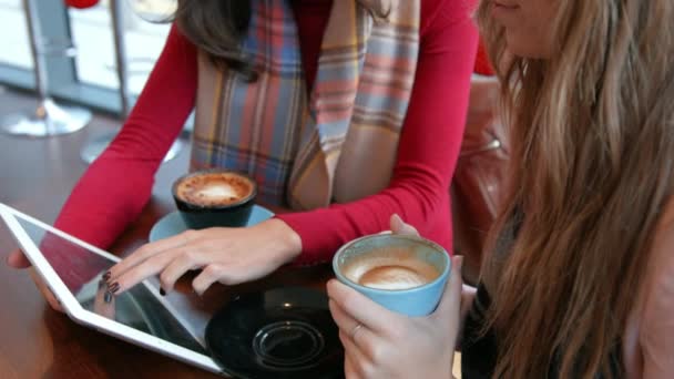 Όμορφη Φίλους Απολαμβάνοντας Τον Καφέ Στο Καφέ Μορφή Υψηλής Ποιότητας — Αρχείο Βίντεο