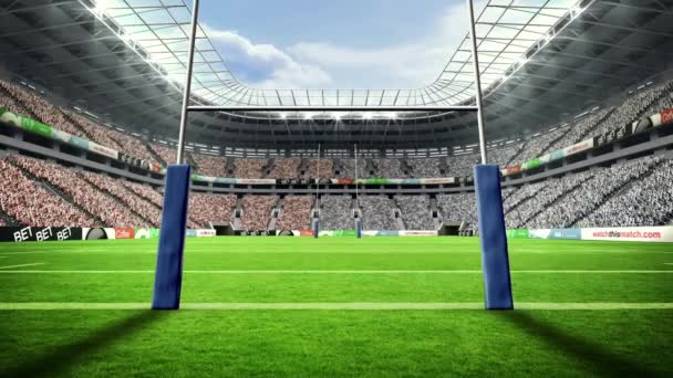 Pemain Rugby Serius Memegang Bola Rugby Stadion — Stok Video