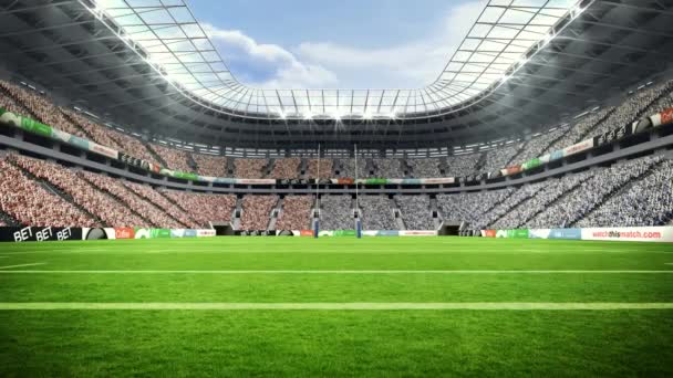 Widok Stadion Rugby Słoneczna Pogoda Podczas Pucharu Świata — Wideo stockowe