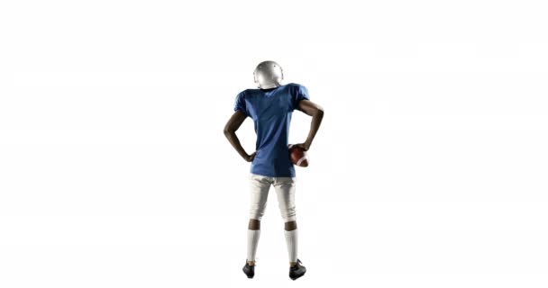 在白色背景上玩美式足球球员 — 图库视频影像