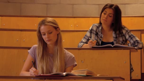 Batota Estudante Copiando Notas Outro Estudante — Vídeo de Stock