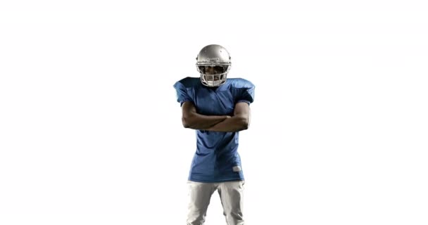 American Football Player Playing White Background — Stock Video