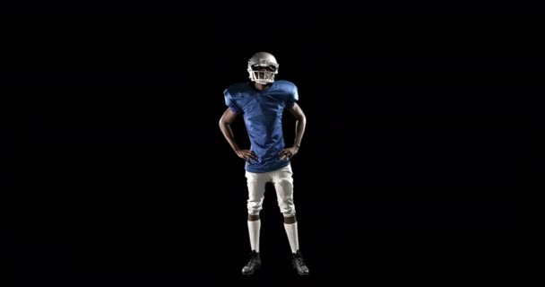 American Football Player Playing Black Background — Stock Video