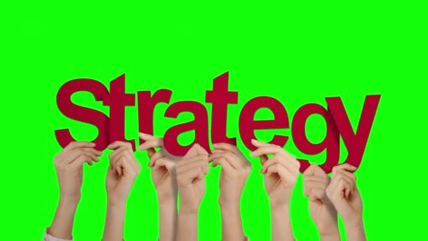 Hands Holding Strategy Green Background — Stock Video