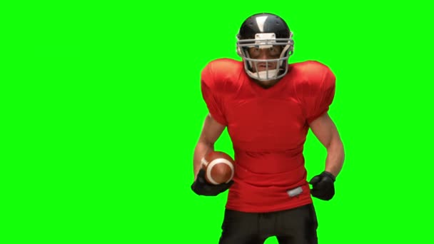 American Football Spieler Mit Ball Zeitlupe — Stockvideo