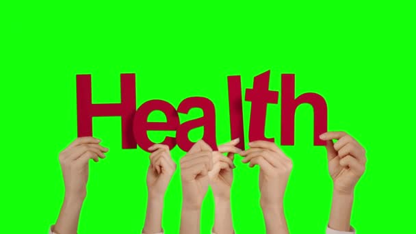 Hands Holding Health Green Background — Stock Video