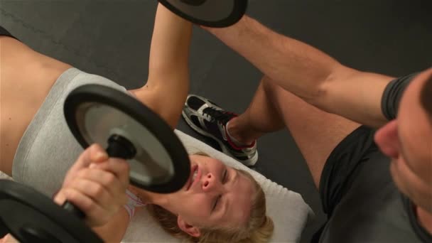 Ejercicio Mujer Forma Con Entrenador Cámara Lenta — Vídeos de Stock